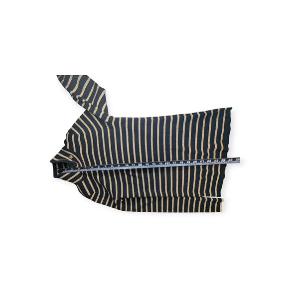 Lauren Ralph Lauren Black & Gold Tone Striped Ribbed Turtleneck Top Size Medium - Picture 11 of 12